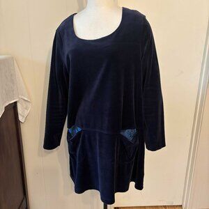 Gundrun Sjoden  Blue Velvet Tunic - Size Large